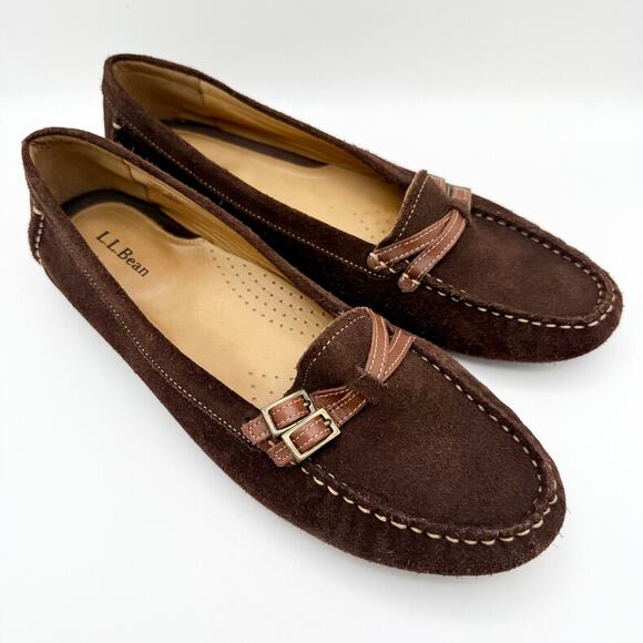 L.L. Bean Women’s Brown Suede Moccasin Loafers Size 11M | Made in Brazil | 2016 - Picture 1 of 10